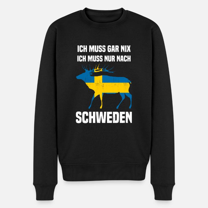 Ich muss gar nix ich muss nur nach Schweden - Männer Premium Bio Pullover - Schwarz