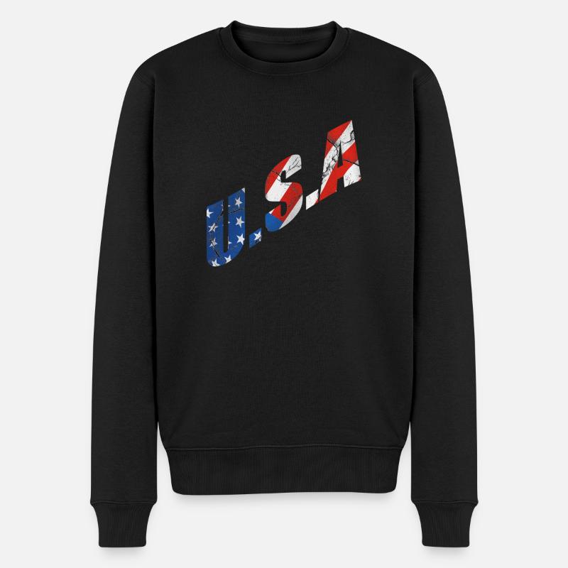 usa - Männer Premium Bio Pullover - Schwarz