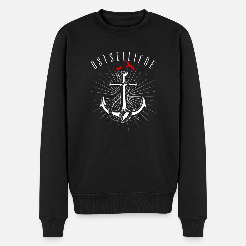 Ostseeliebe - Retroanker - Männer Premium Bio Pullover - Schwarz