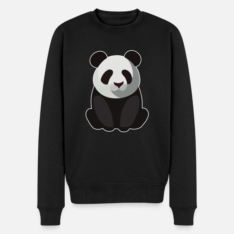 BABY PANDA SITZEND - Männer Premium Bio Pullover - Schwarz
