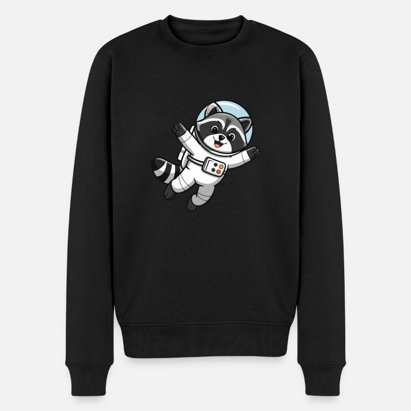 Astro Racoon - Space Astronaut - Männer Premium Bio Pullover - Schwarz