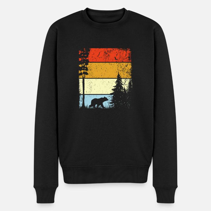 Waldtier in der Natur Bär - Männer Premium Bio Pullover - Schwarz