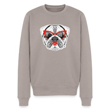 Pug Lady - Pull Premium bio Homme - taupe - Devant - Nico (187cm)