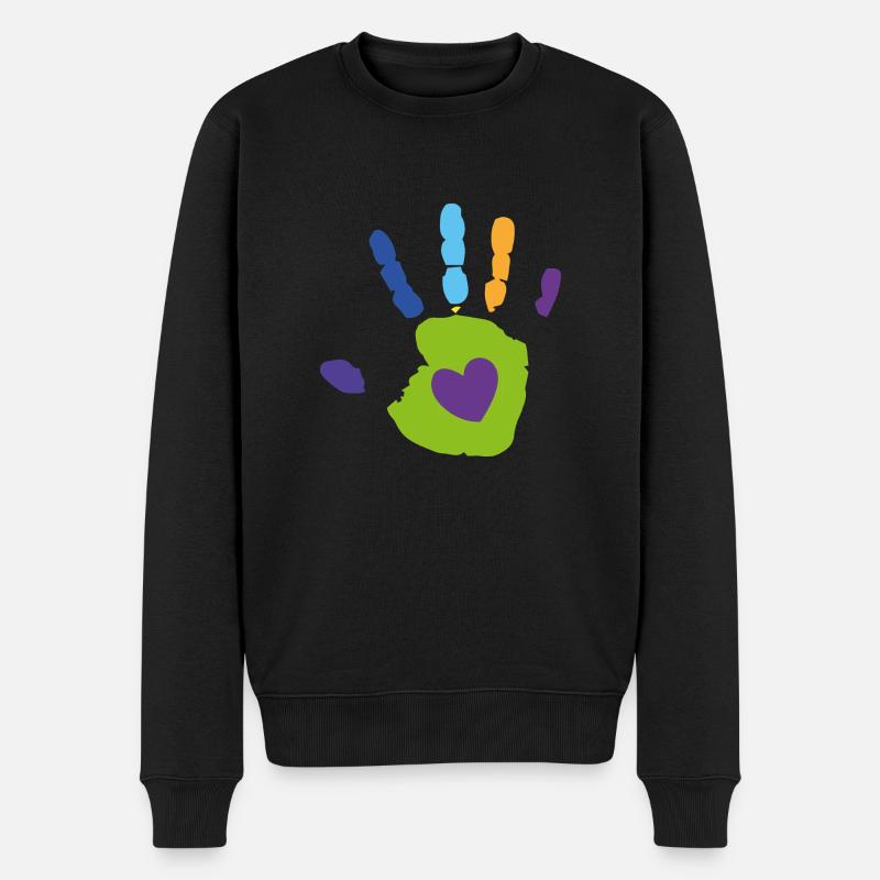 Kinderhand (Herz) - Männer Premium Bio Pullover - Schwarz