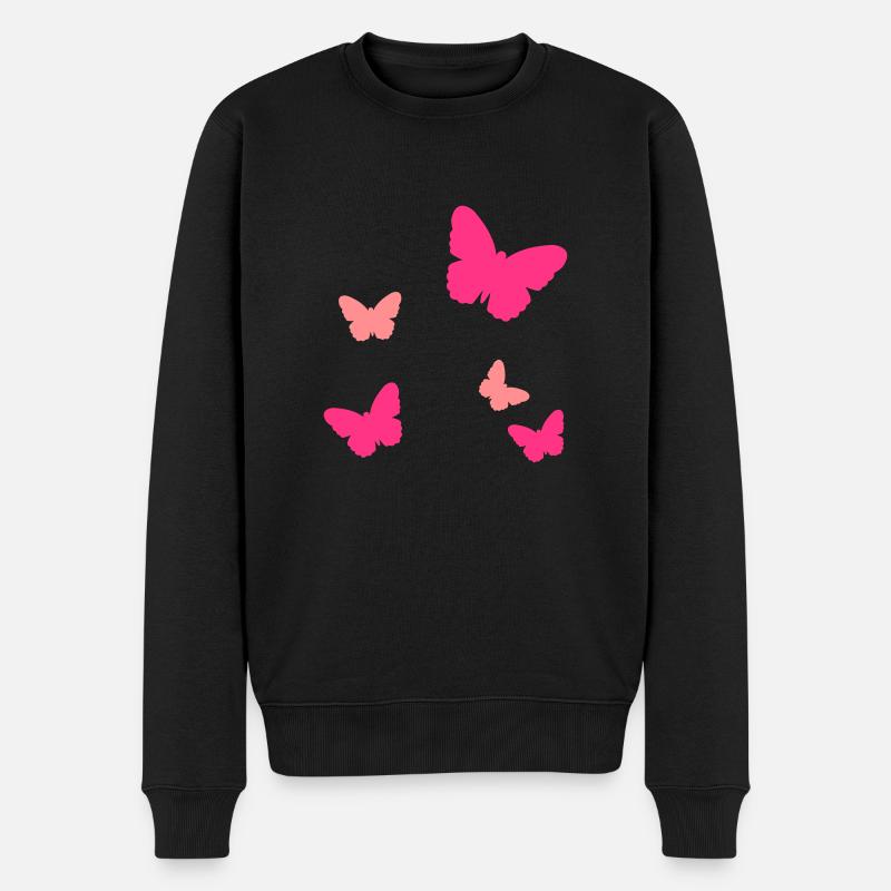 Schmetterlinge - Männer Premium Bio Pullover - Schwarz