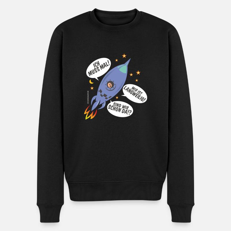 Astronaut in Rakete - Männer Premium Bio Pullover - Schwarz