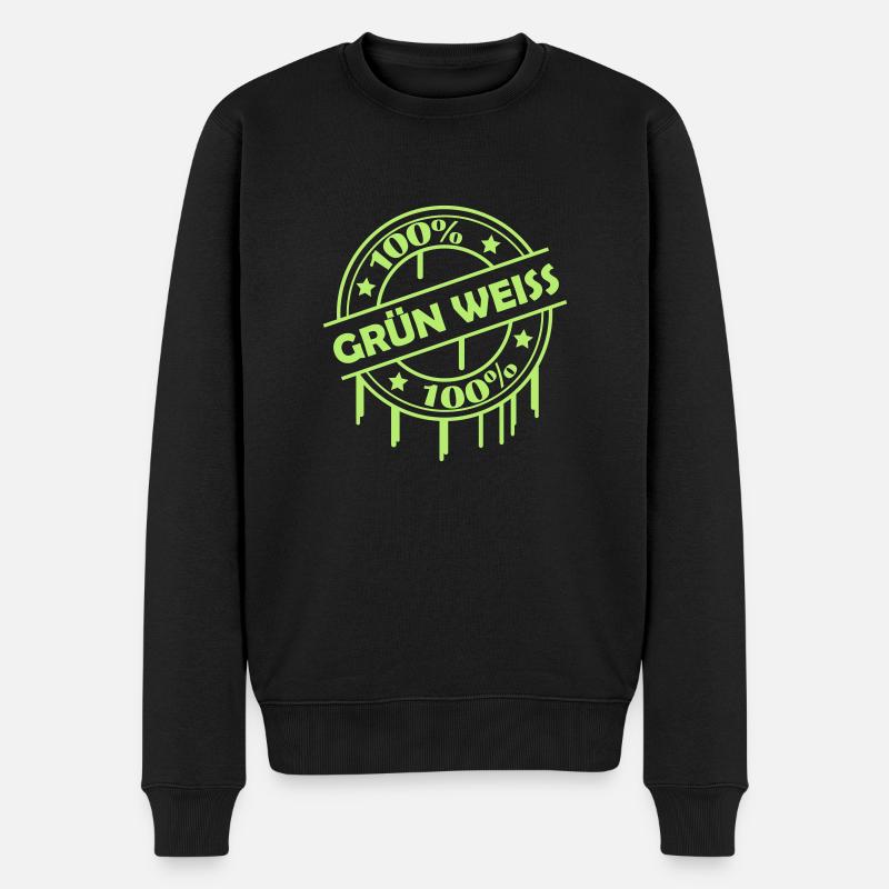 (100_gruen_weiss) - Männer Premium Bio Pullover - Schwarz