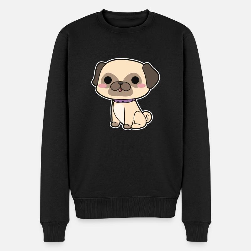 Mops - Männer Premium Bio Pullover - Schwarz