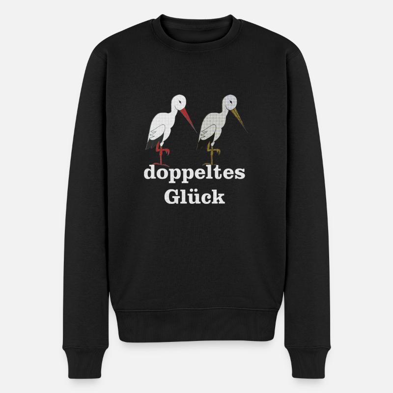 storchenpaar doppeltes glück - Männer Premium Bio Pullover - Schwarz