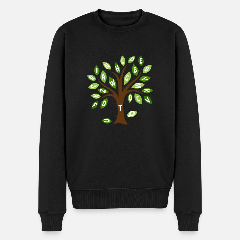 Arbre feuilles alphabet - Pull Premium bio Homme - noir