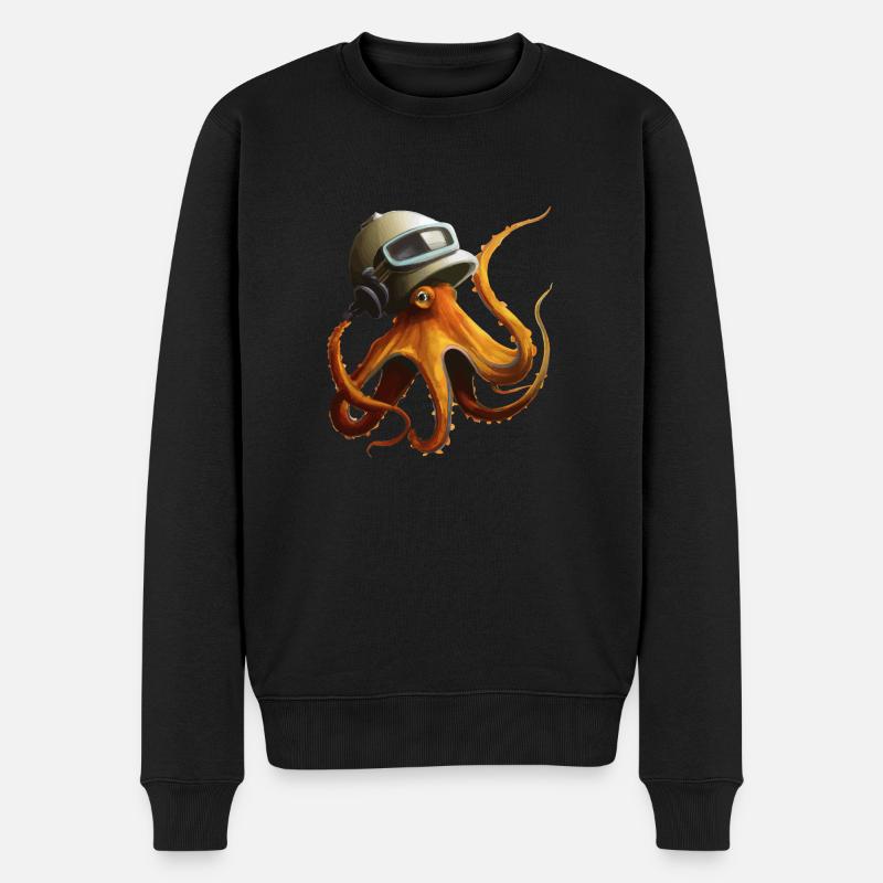 Krake Oktopus mit Helm Geschenkidee - Männer Premium Bio Pullover - Schwarz