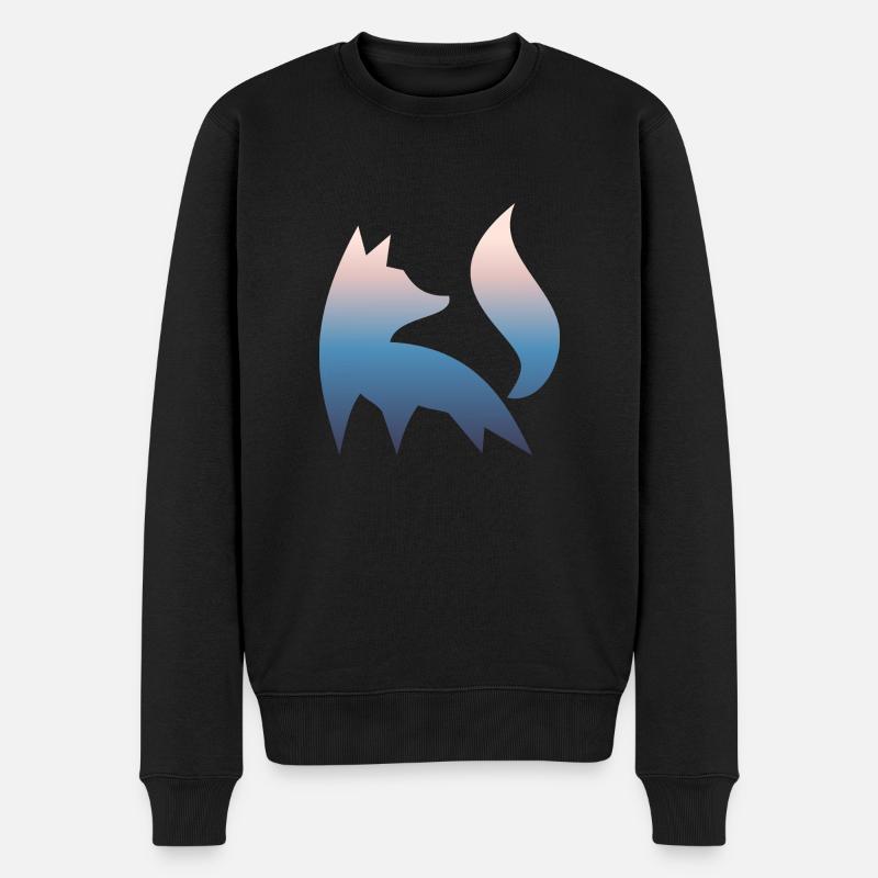 Fuchs Silhouette Wald Natur Rotfuchs Farbverlauf - Männer Premium Bio Pullover - Schwarz