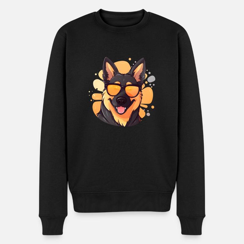 Deutscher Schäferhund mit Sonnenbrille - Männer Premium Bio Pullover - Schwarz