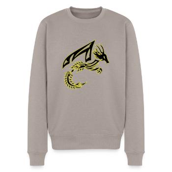 Tribal Black and Yellow Dragon - Men's Premium Organic Jumper - taupe - Front - Nico (187cm)