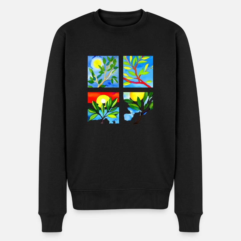 Lachender Olivenzweig - Nachhaltige Harmonie - Männer Premium Bio Pullover - Schwarz