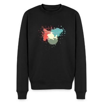 Helikopter Vintage Bunt - Männer Premium Bio Pullover - Schwarz - Vorne - Nico (187cm)