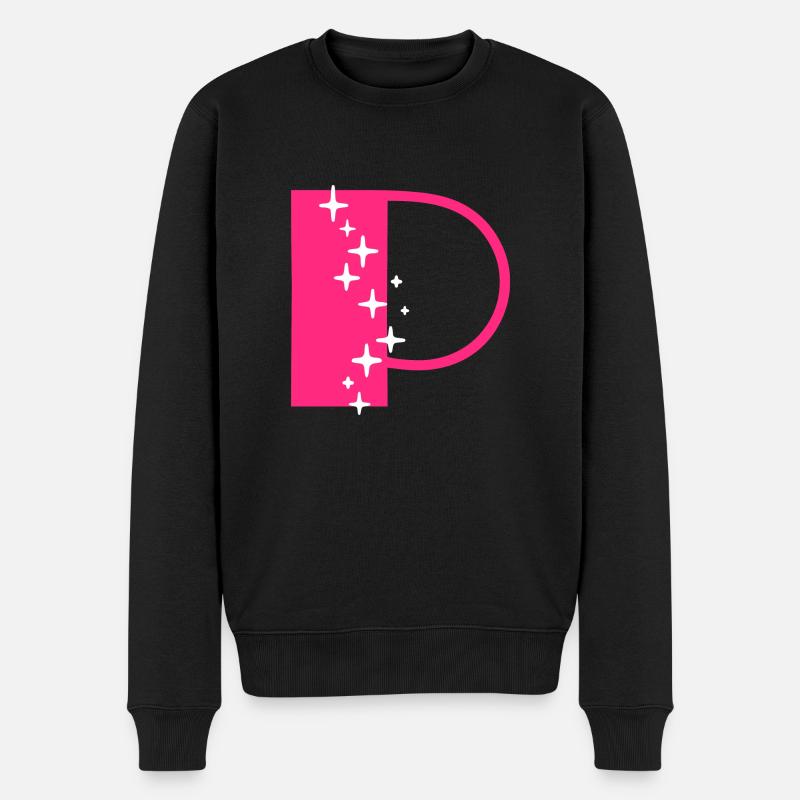 Buchstabe P Glitzer - Männer Premium Bio Pullover - Schwarz