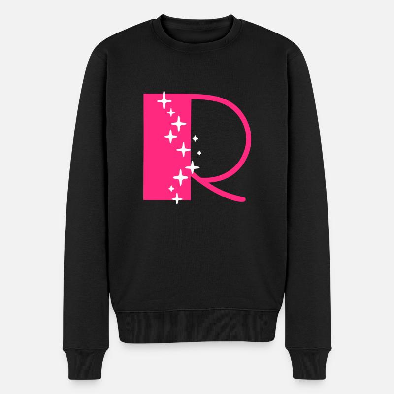 Buchstabe R Glitzer - Männer Premium Bio Pullover - Schwarz