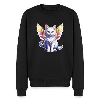 chat avec des ailes - Pull Premium bio Homme - noir - Devant - Nico (187cm)