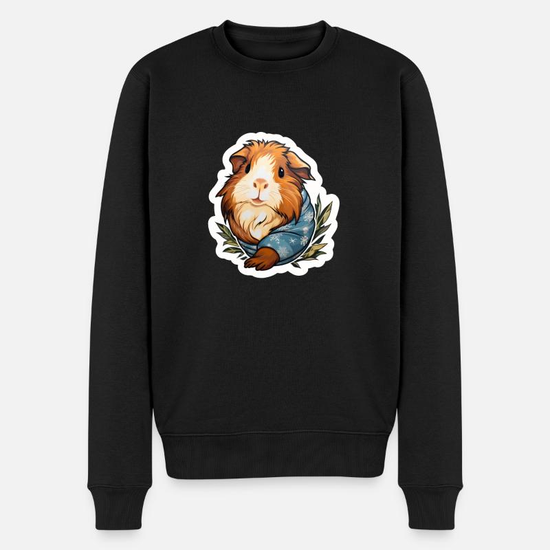 Meerschweinchen mit Schneeanzug - Männer Premium Bio Pullover - Schwarz