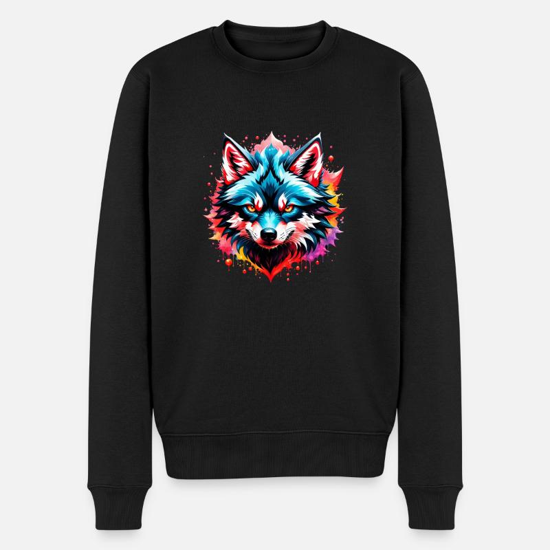Wolf Tattoo - Männer Premium Bio Pullover - Schwarz