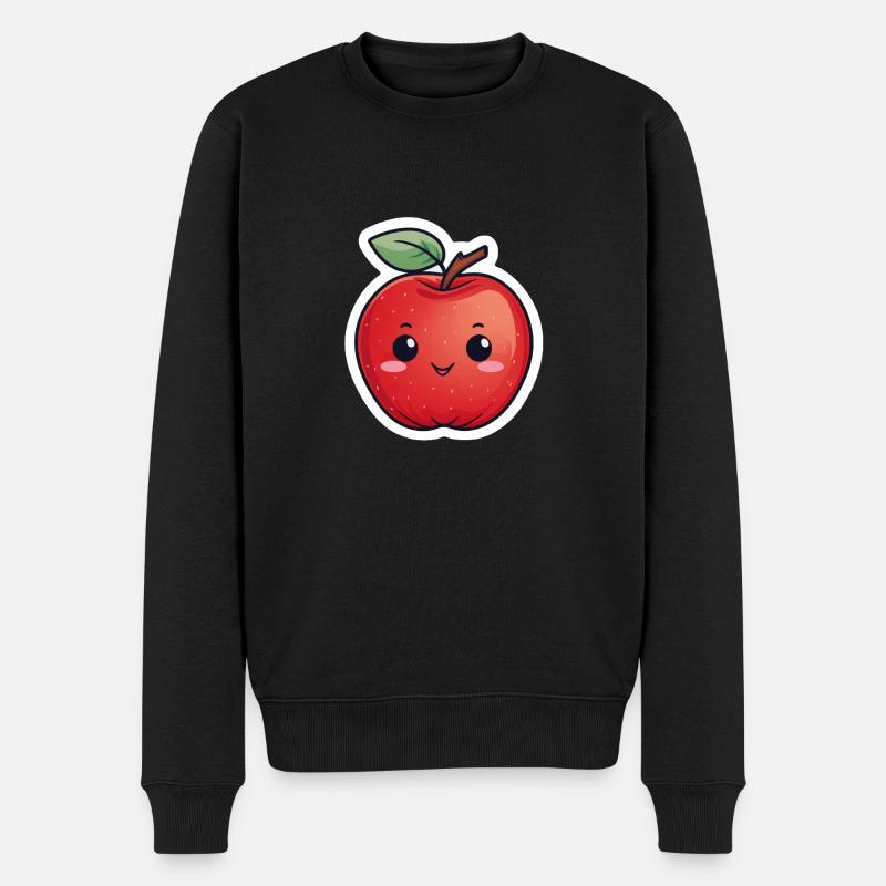 Apfel rot kawaii - Männer Premium Bio Pullover - Schwarz