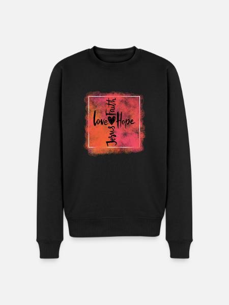 Amour, foi, espérance, Jésus - Pull Premium bio Homme - noir