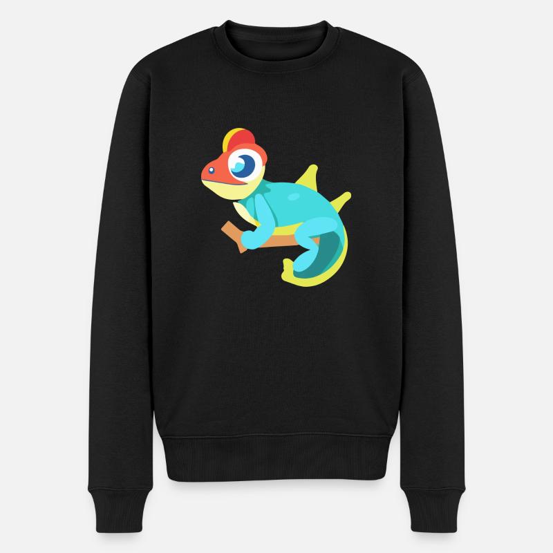 Buntes Chamäleon - Männer Premium Bio Pullover - Schwarz