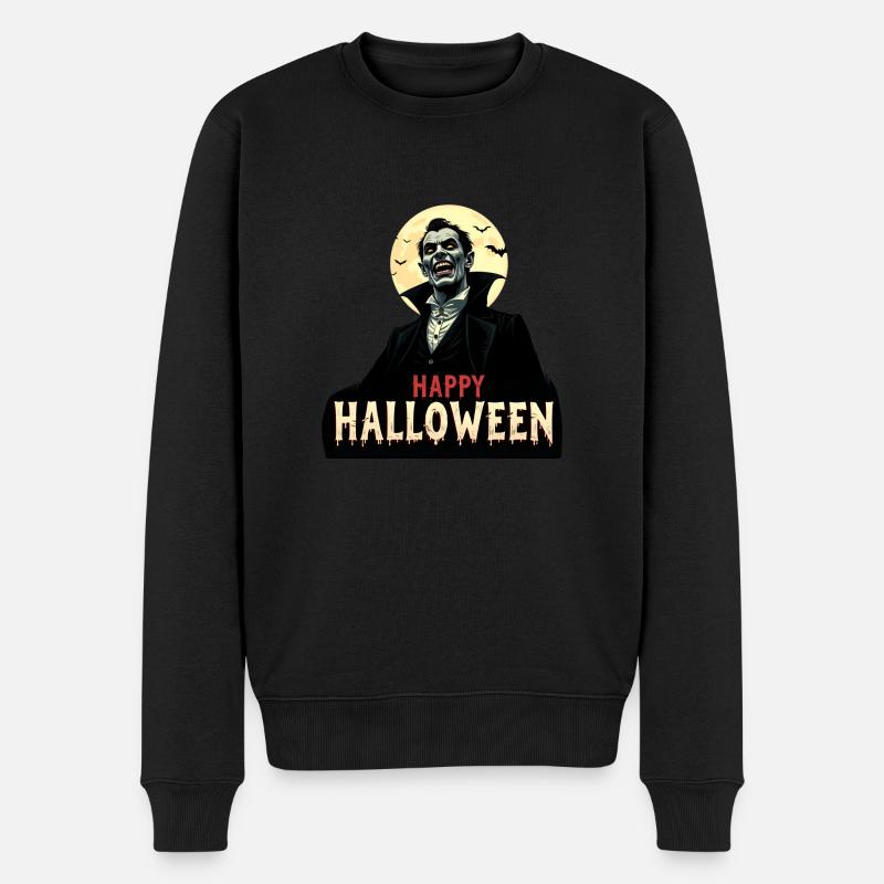 Draculas Halloween-Gruß - Männer Premium Bio Pullover - Schwarz