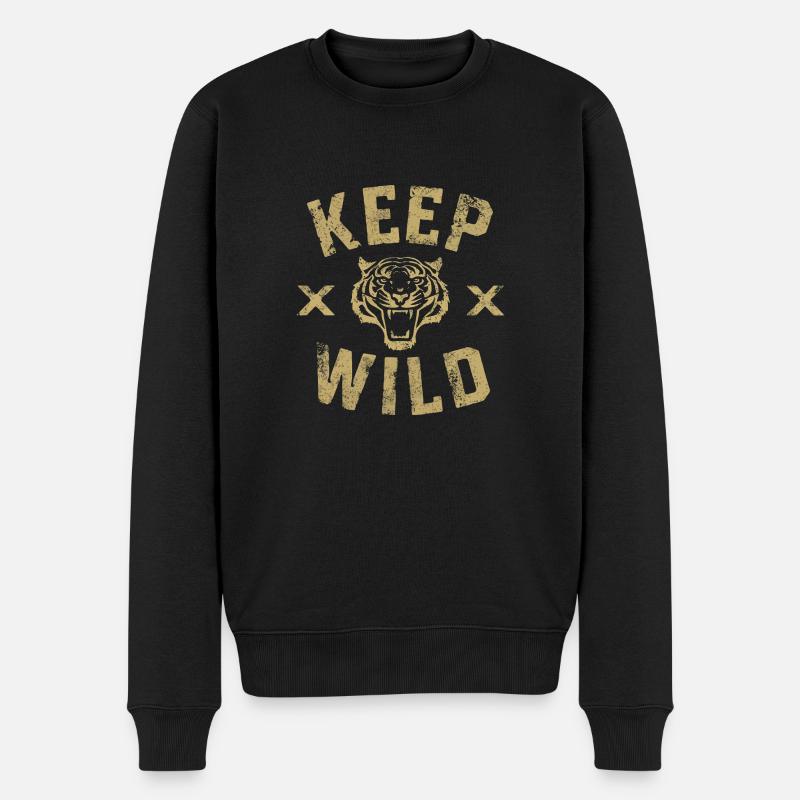 Keep Wild: Fierce Tiger - Männer Premium Bio Pullover - Schwarz