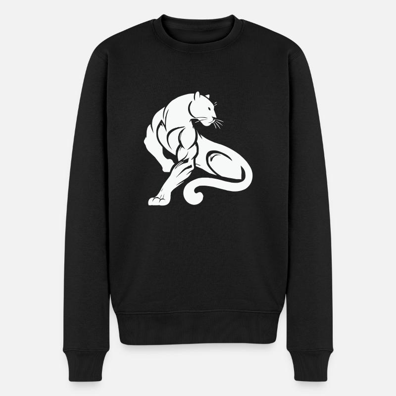 Panther Leopard - Männer Premium Bio Pullover - Schwarz