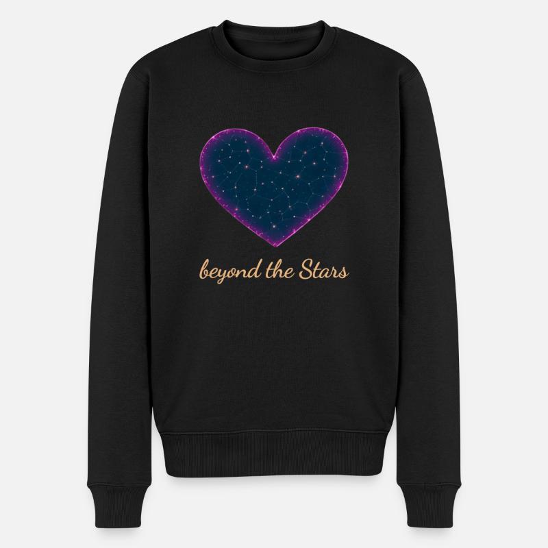 Liebe jenseits der Sterne Herz-Design - Männer Premium Bio Pullover - Schwarz