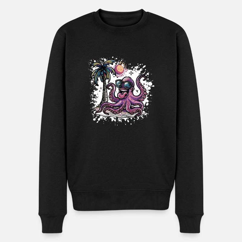 Octopus Vacances d’été - Pull Premium bio Homme - noir
