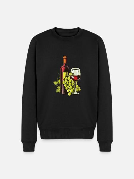 Weinglas Weintrauben Wein - Männer Premium Bio Pullover - Schwarz