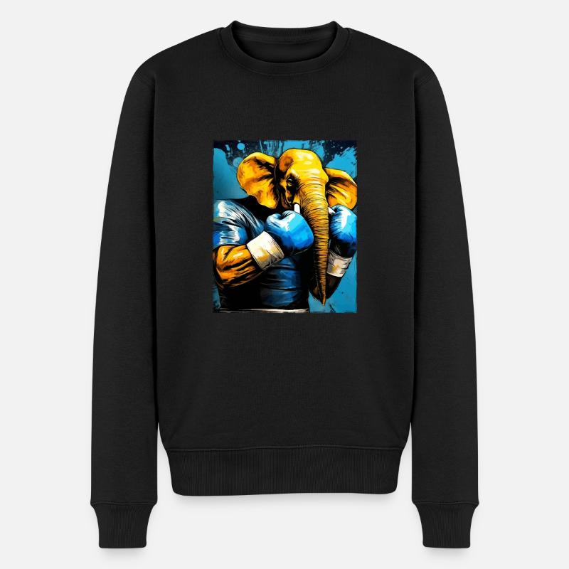 Elefant Boxer Boxen - Männer Premium Bio Pullover - Schwarz