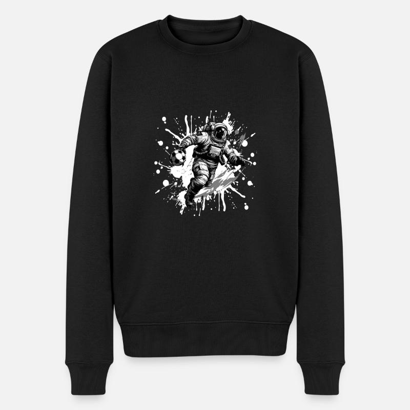 Astronaut Fussball Sport Mannschaft - Männer Premium Bio Pullover - Schwarz