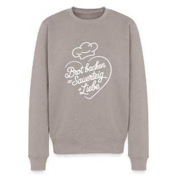 Brot Backen mit Sauerteig und Liebe - Männer Premium Bio Pullover - Taupe - Vorne - Nico (187cm)