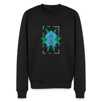 fleur, plante, orchidée, fleur, plante - Pull Premium bio Homme - noir - Devant - Nico (187cm)