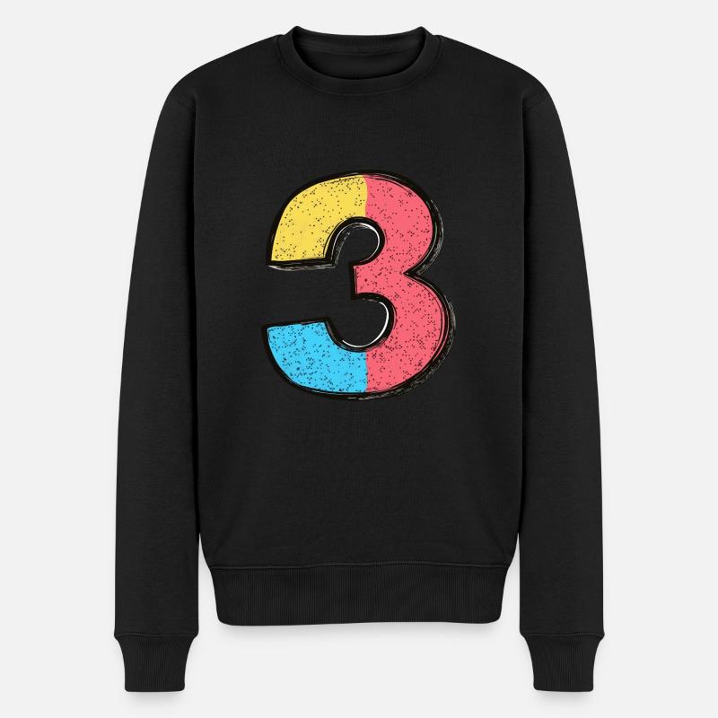 3 Zahl Comic - Männer Premium Bio Pullover - Schwarz
