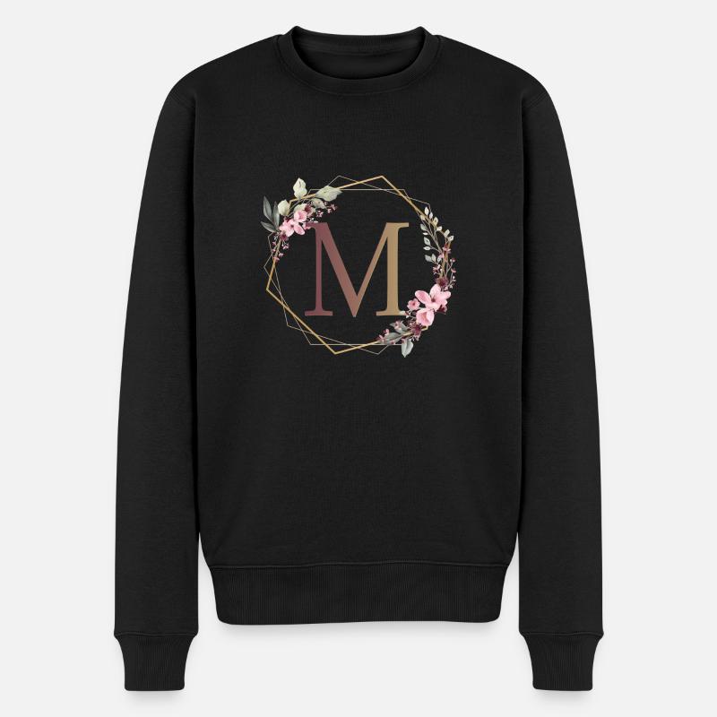 M entouré de fleurs - Pull Premium bio Homme - noir