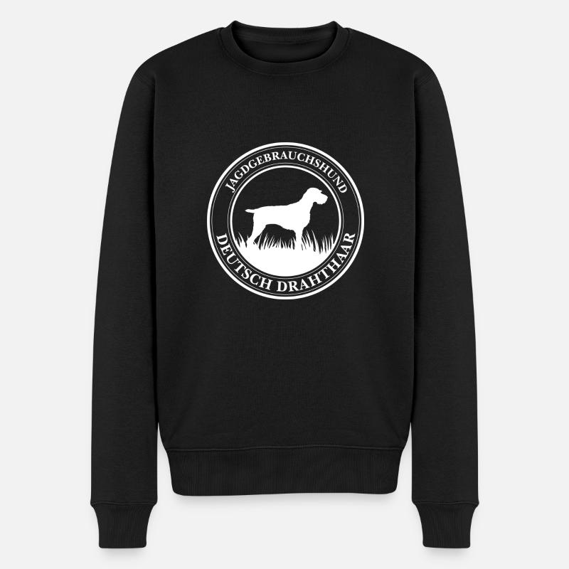 Deutsch Drahthaar Jagdgebrauchshund Jagdhunde - Männer Premium Bio Pullover - Schwarz
