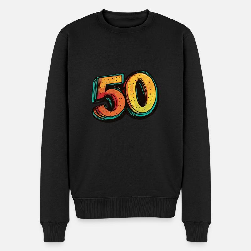 50 Zahl Comic - Männer Premium Bio Pullover - Schwarz