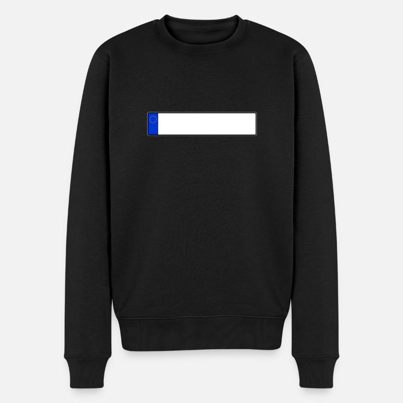 Nummernschild Blanko Lang EU - Männer Premium Bio Pullover - Schwarz