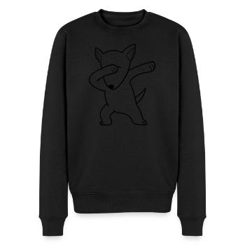 dog dabbing 01 - Männer Premium Bio Pullover - Schwarz - Vorne - Nico (187cm)