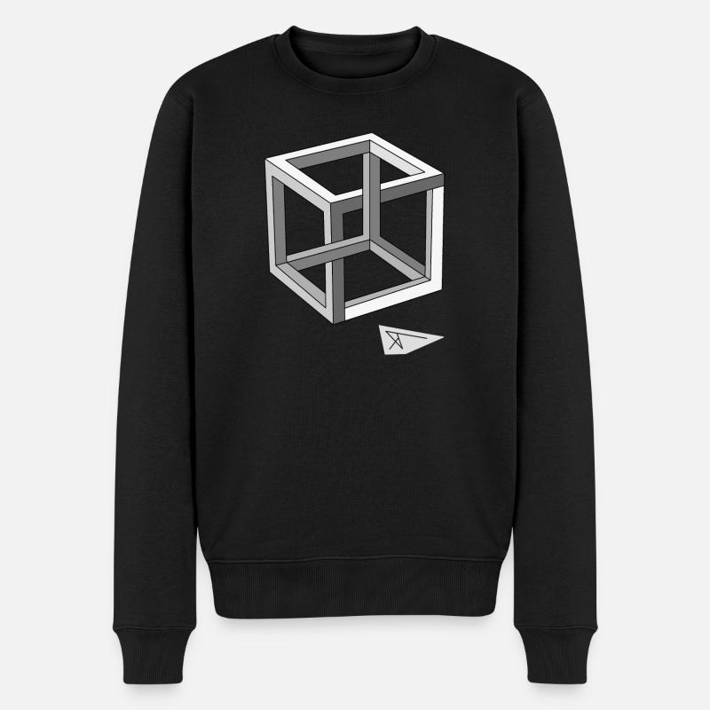 Optische Täuschung - Männer Premium Bio Pullover - Schwarz
