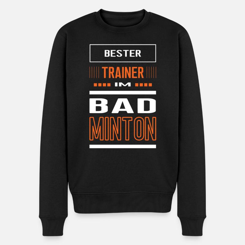 Badminton Trainer Badmintontrainer Training - Männer Premium Bio Pullover - Schwarz