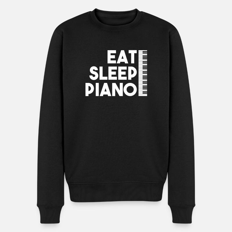 Sarcastic Piano Design Quote Eat Sleep Piano - Männer Premium Bio Pullover - Schwarz