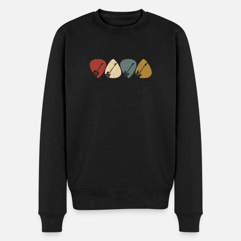 Guitar Pick Gift, Guitariste Retro Vintage musicien - Pull Premium bio Homme - noir