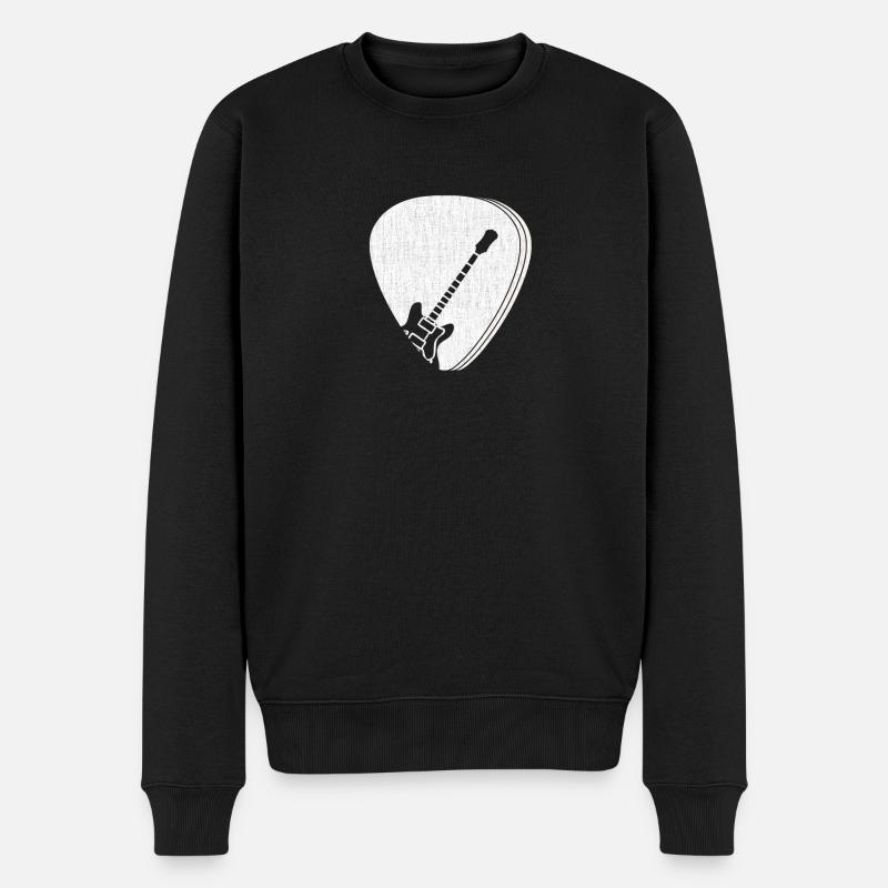 Gitarren Pick Geschenk für Gitarristen Retro Vintage - Männer Premium Bio Pullover - Schwarz