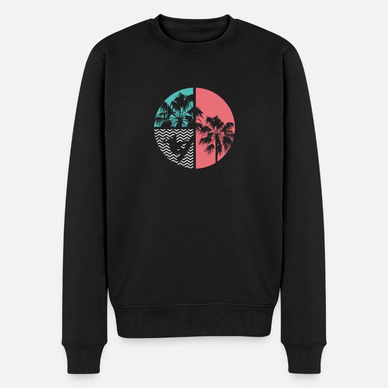 Palmiers Wakeboard design vintage - Pull Premium bio Homme - noir